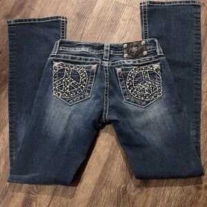 Miss Me Peace sign jeans